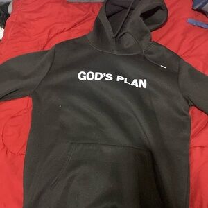 black hoodie, Gods Plan